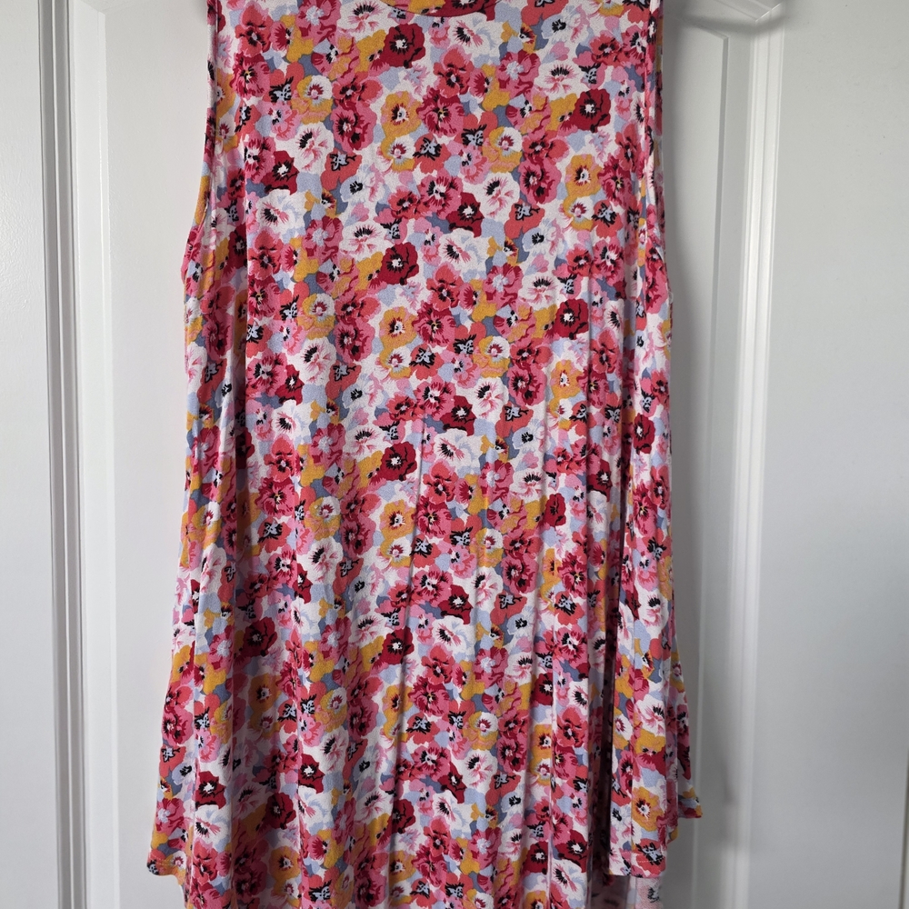 Lane Bryant Pink Floral A-Line Skirt with Yellow Accents